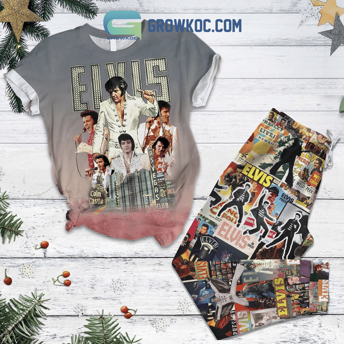 Elvis Presley Coin Castle Las Vegas Aloha Live Hawaii Love Me Tender King Of Rock And Roll Fleece Pajamas Set2B1 B3rbr