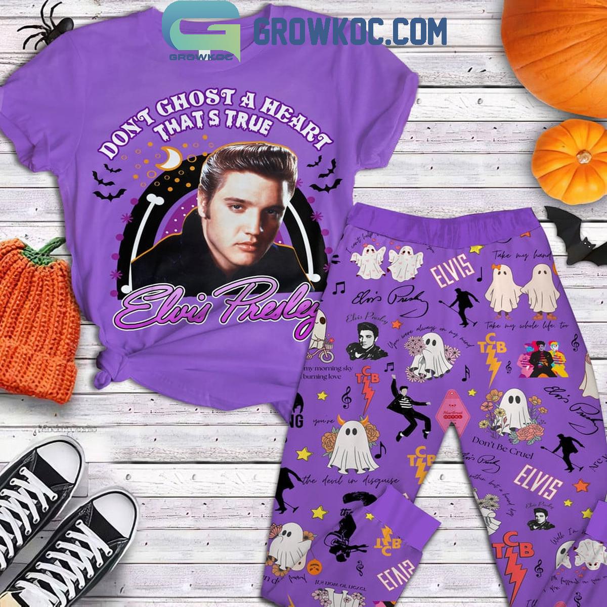 Elvis Presley Dont Ghost A Heart That Is True Halloween Fleece Pajamas Set 1 74VMS