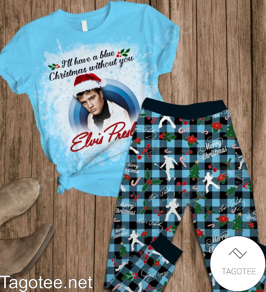 Elvis Presley Ill Have A Blue Christmas Without You Pajamas Set