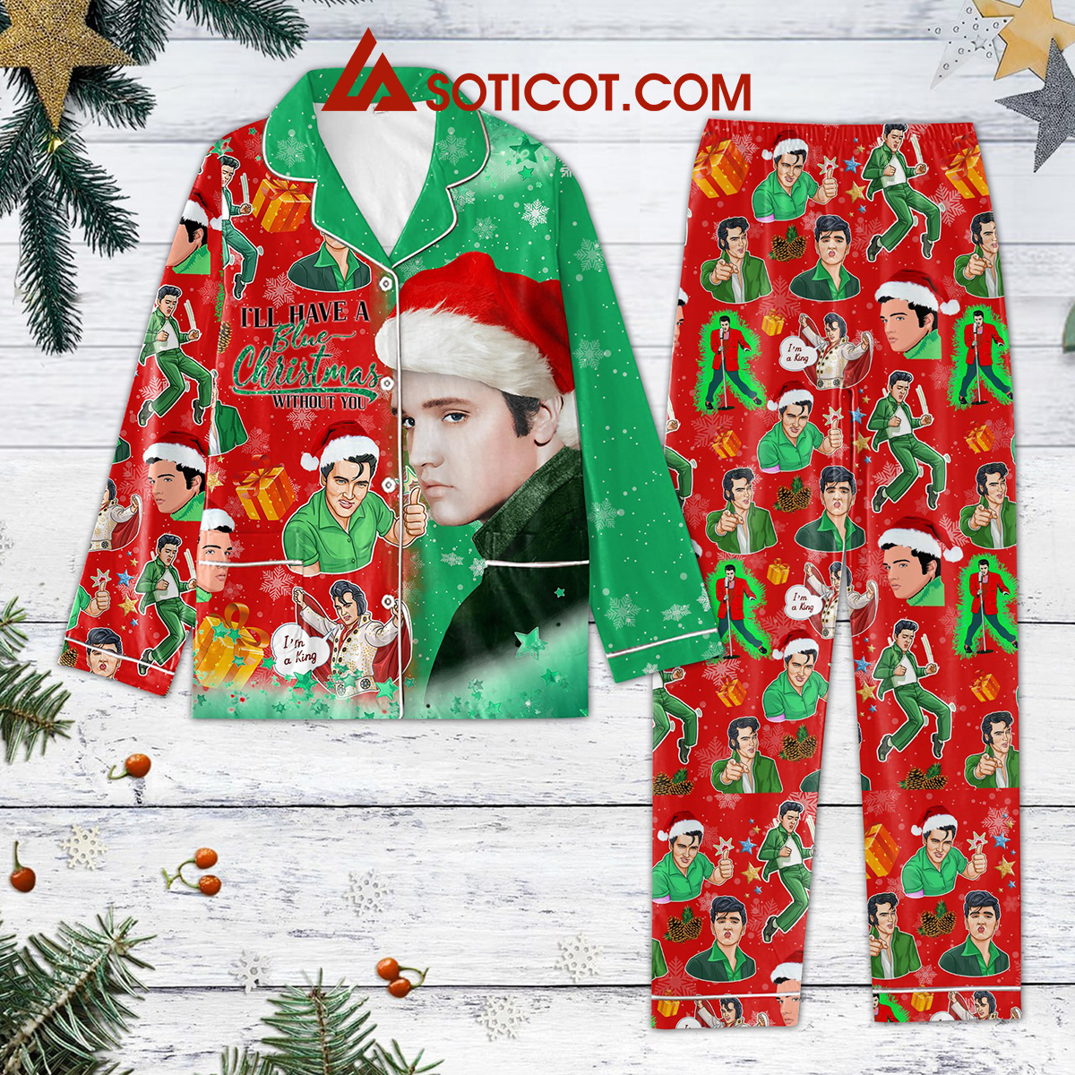 Elvis Presley Ill Have A Blue Christmas Without You Pajamas Set2B1 qiOfN