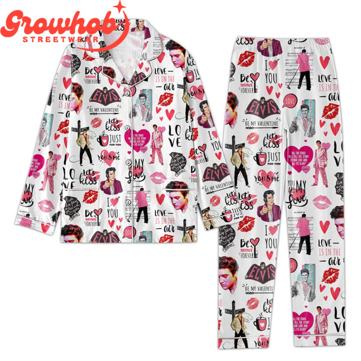 Elvis Presley Youre My Love Polyester Pajamas Set White 213542 0