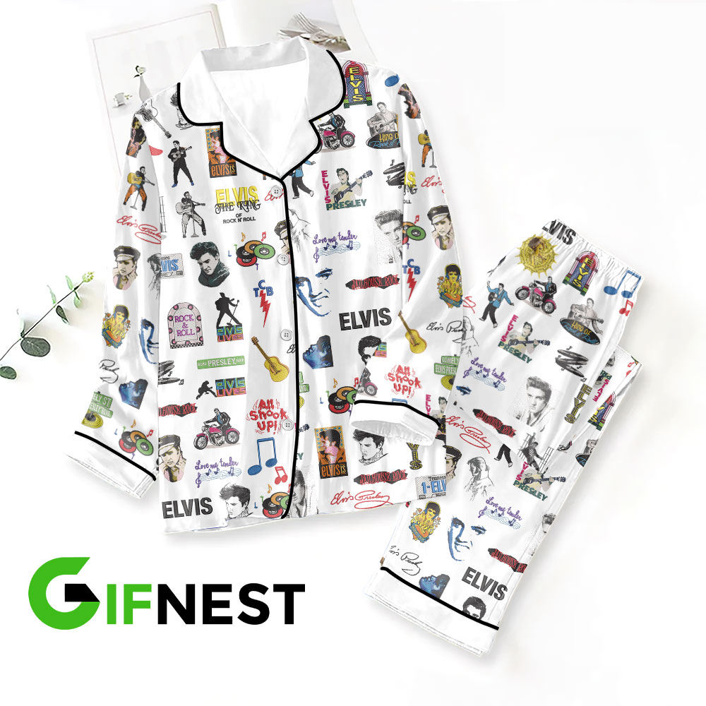 Elvis Presley Button Down Pajamas Set GNE869 1