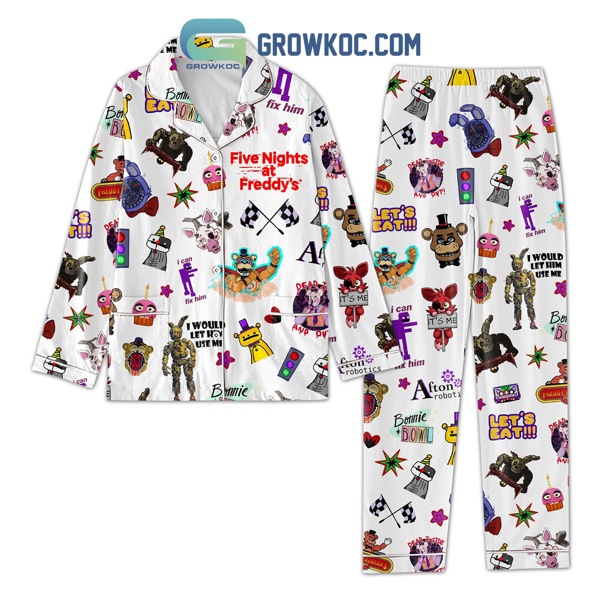 Five Nights At Freddy s Bonnie Bowl Afton Robotics Dead Inside And Out Christmas Silk Pajamas Set2B1 VBMEx