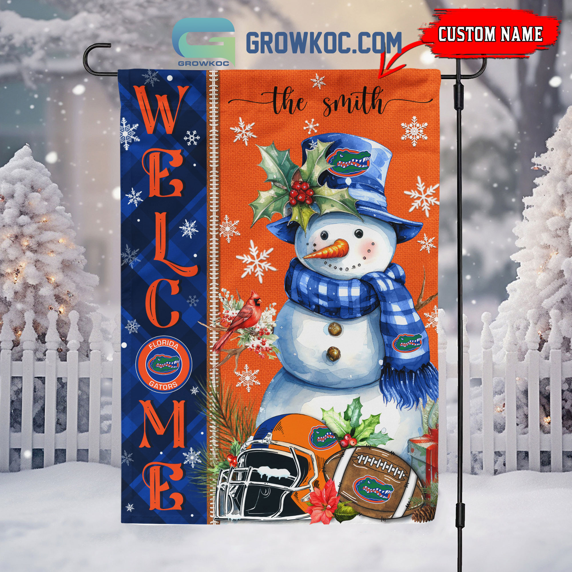 Florida Gators Football Snowman Welcome Christmas House Garden Flag2B1 d39kO