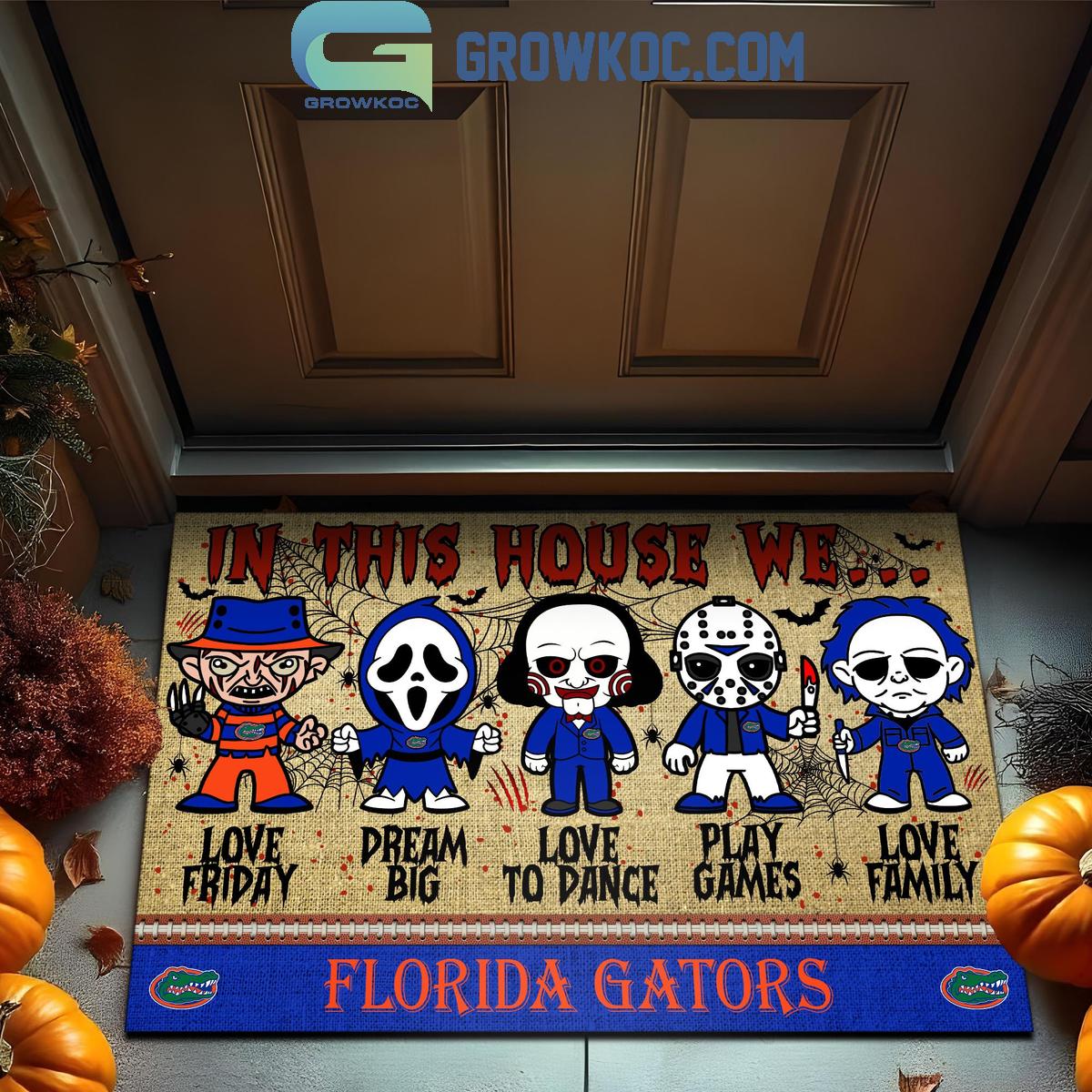 Florida Gators In This House We Love Halloween Horror Movies Doormat 1 nQveO