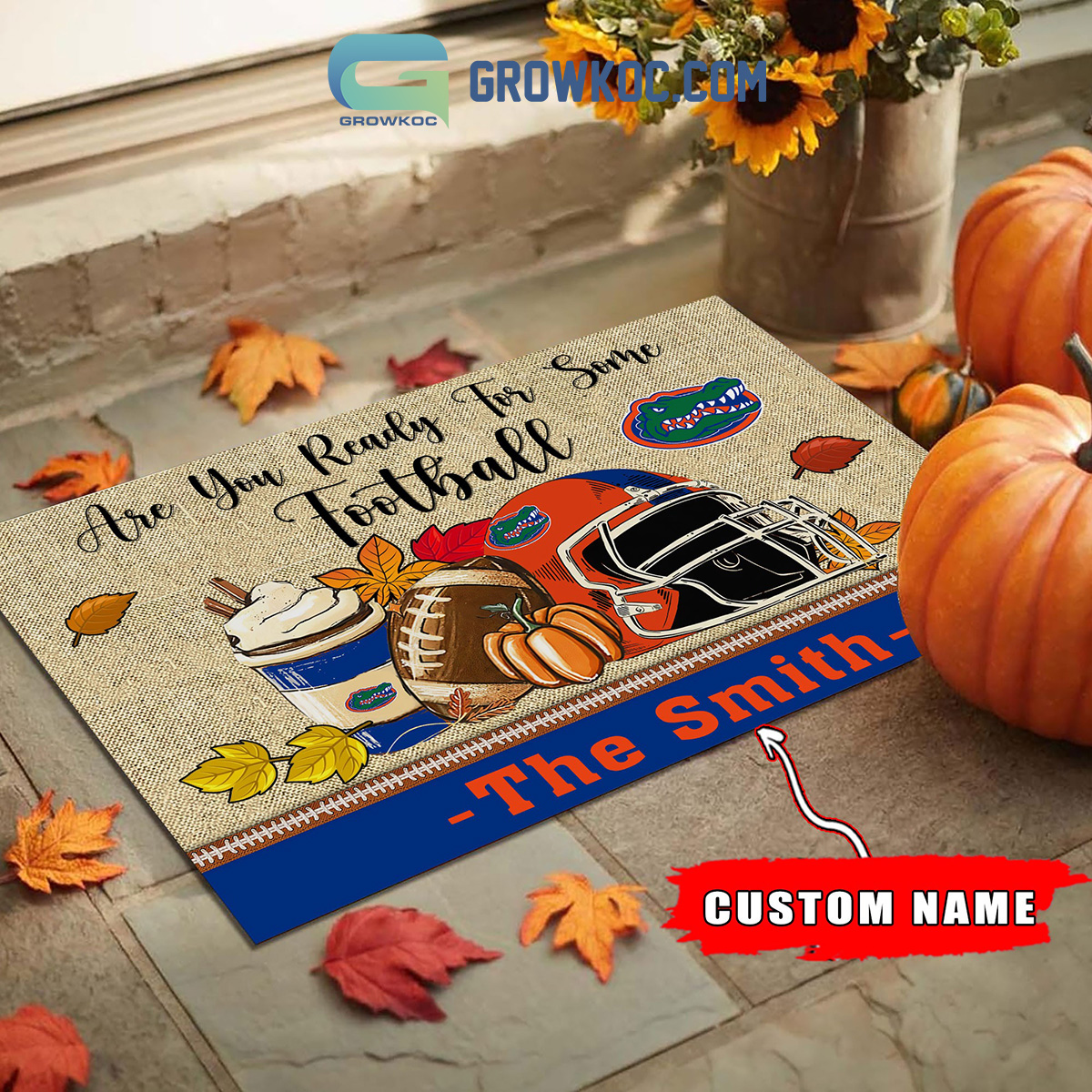 Florida Gators NCAA Fall Pumpkin Are You Ready For Some Football Personalized Doormat2B1 fG7j9