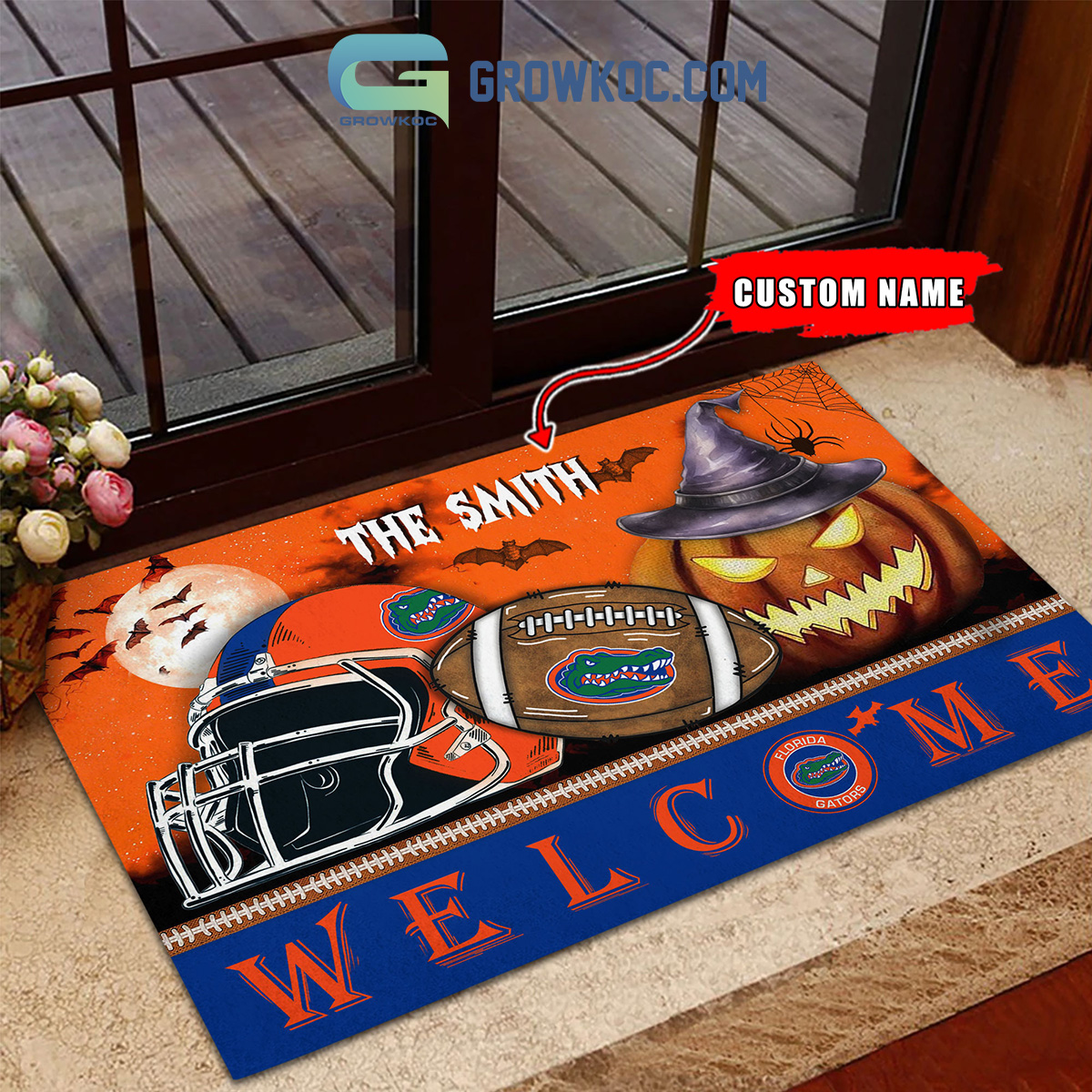 Florida Gators NCAA Football Welcome Halloween Personalized Doormat2B1 aVCRF