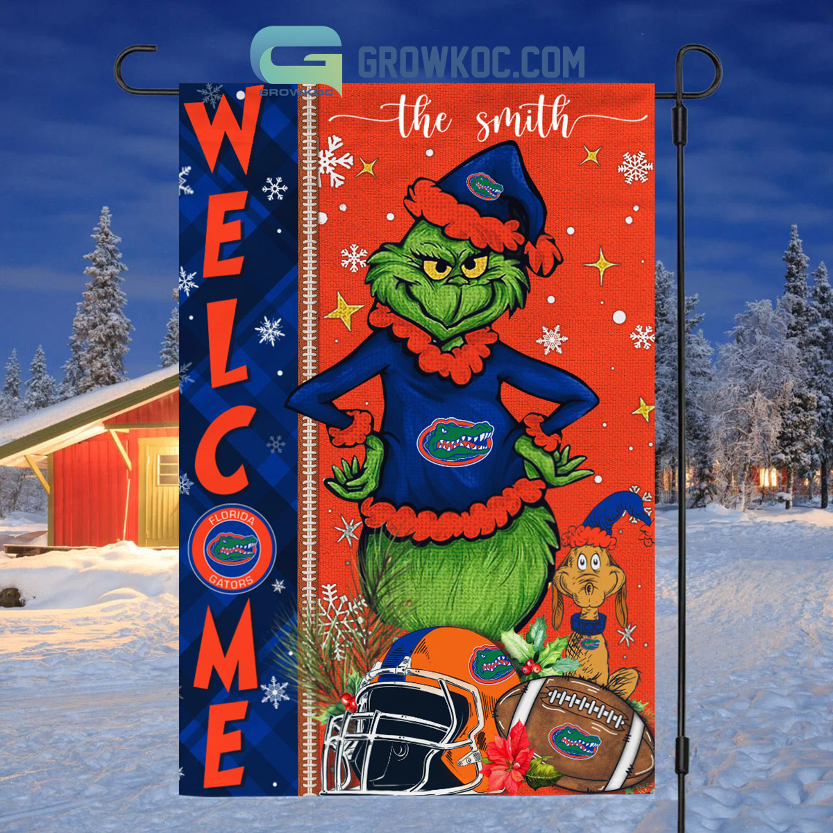 Florida Gators NCAA Grinch Football Welcome Christmas House Garden Flag2B1 7PfDN