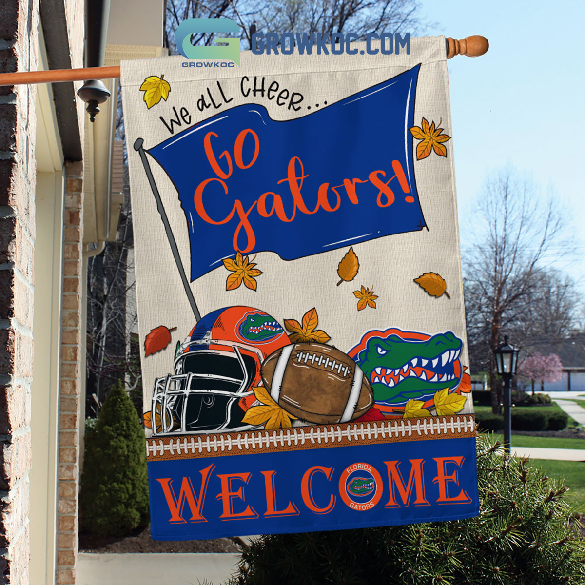 Florida Gators NCAA Welcome We All Cheer Go Gators House Garden Flag2B1 u6cg7