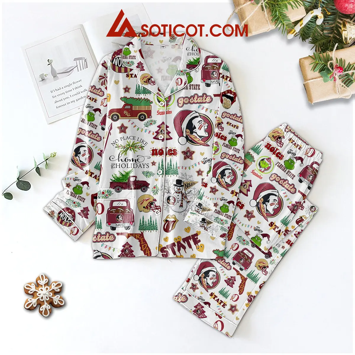 Florida State Seminoles Grinch Merry Christmas Pajamas Set2B1 GCGYl