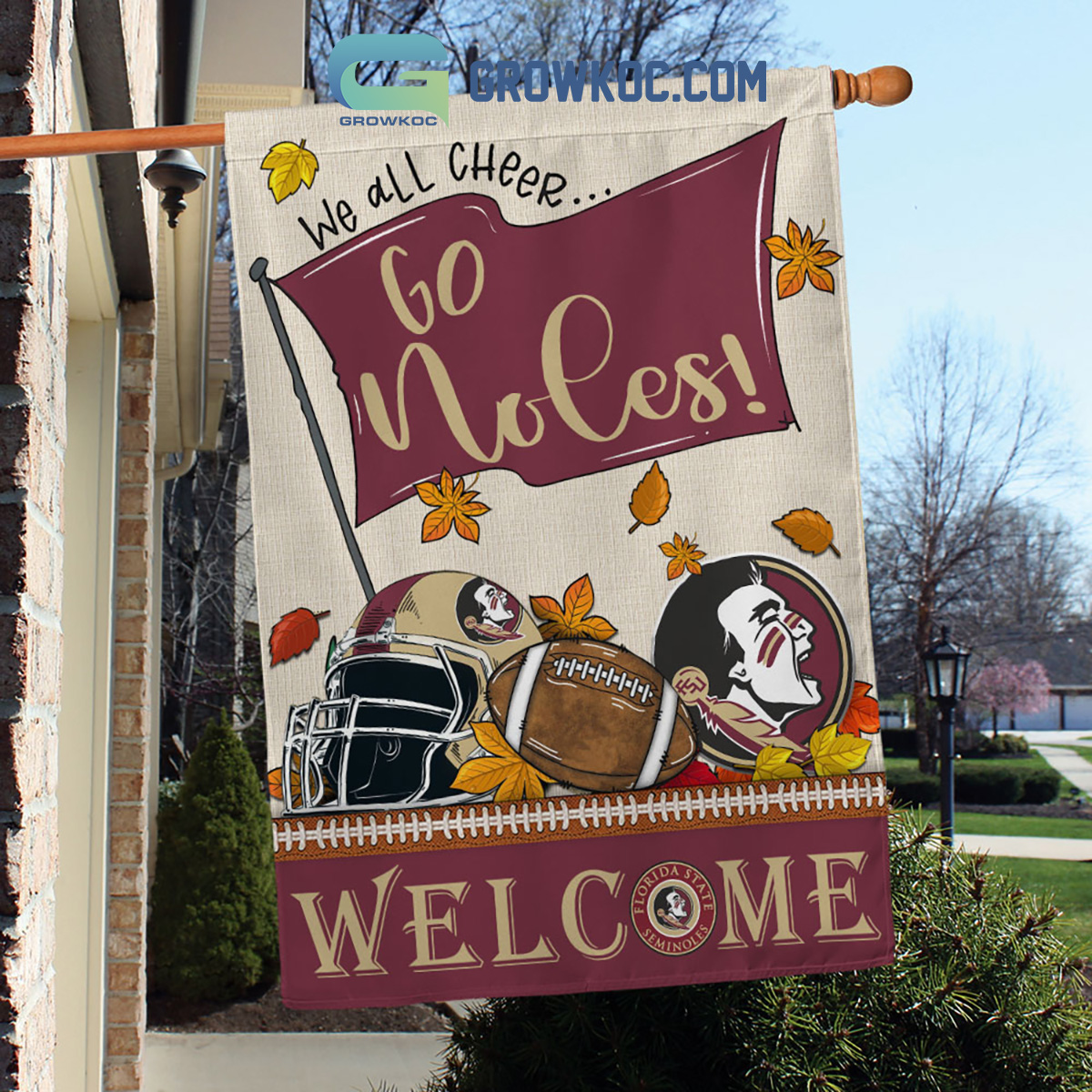 Florida State Seminoles NCAA Welcome We All Cheer Go Noles House Garden Flag2B1 L1Uow