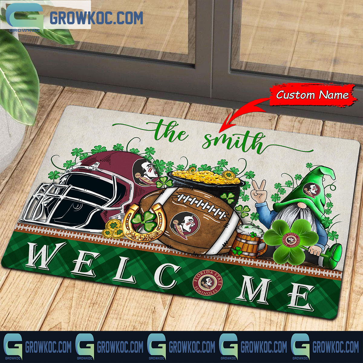 Florida State Seminoles St Patrick Day Personalized Doormat2B1 9R8Wv