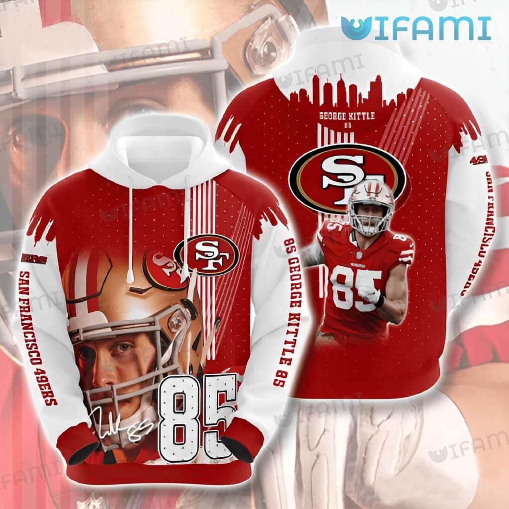 George Kittle 3D Signature Hoodie 3D 85 Printful for 49ers Fans 0