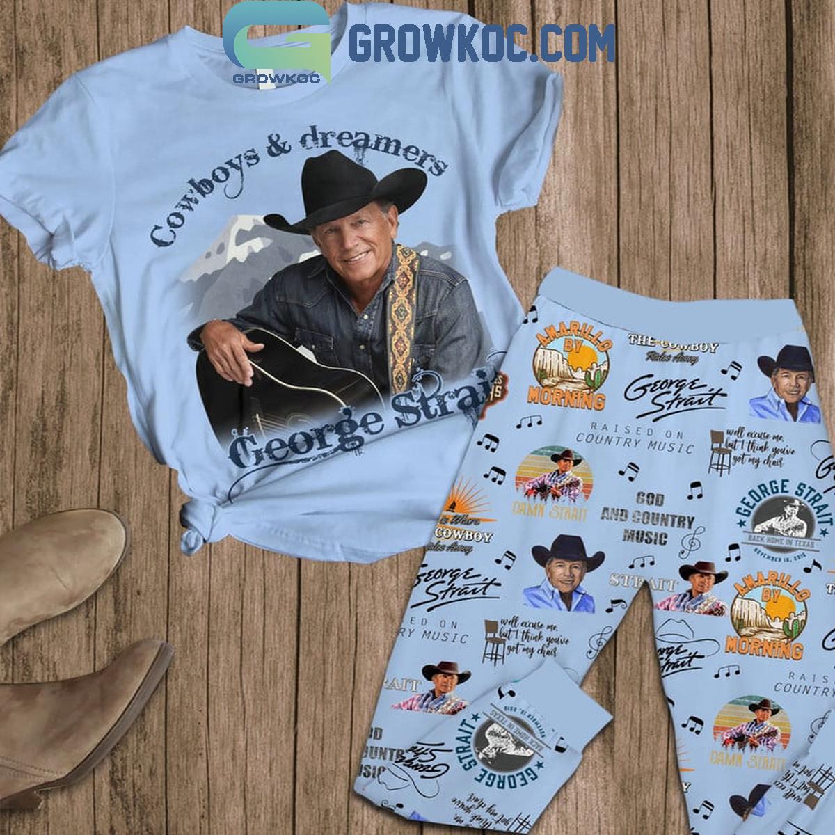 George Strait Cowboys And Dreamers God And Music Fleece Pajamas Set 1 wadyW