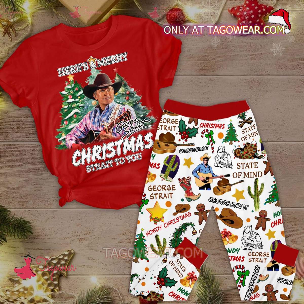 George Strait Heres A Merry Christmas Strait To You Merry Christmas Family Pajamas Set