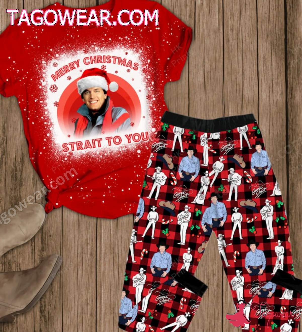 George Strait Merry Christmas Strait To You Pajamas Set