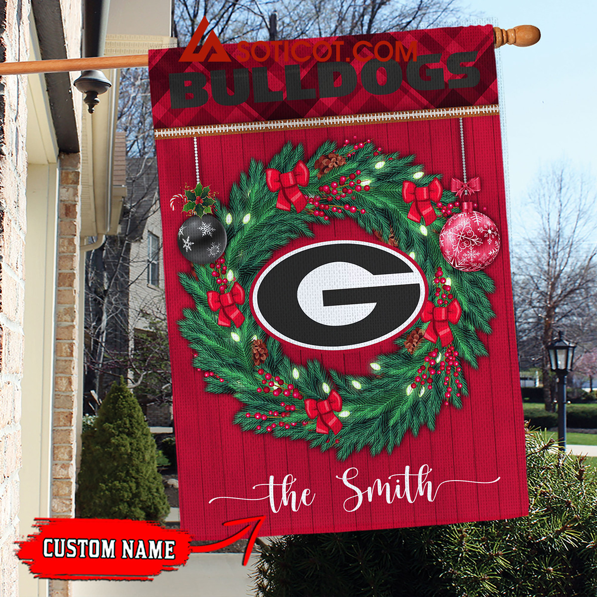 Georgia Bulldogs NCAA Football Christmas Personalized House Garden Flag2B1 ZlZ6e