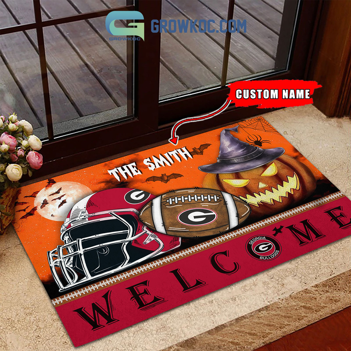 Georgia Bulldogs NCAA Football Welcome Halloween Personalized Doormat2B1 iYnH0