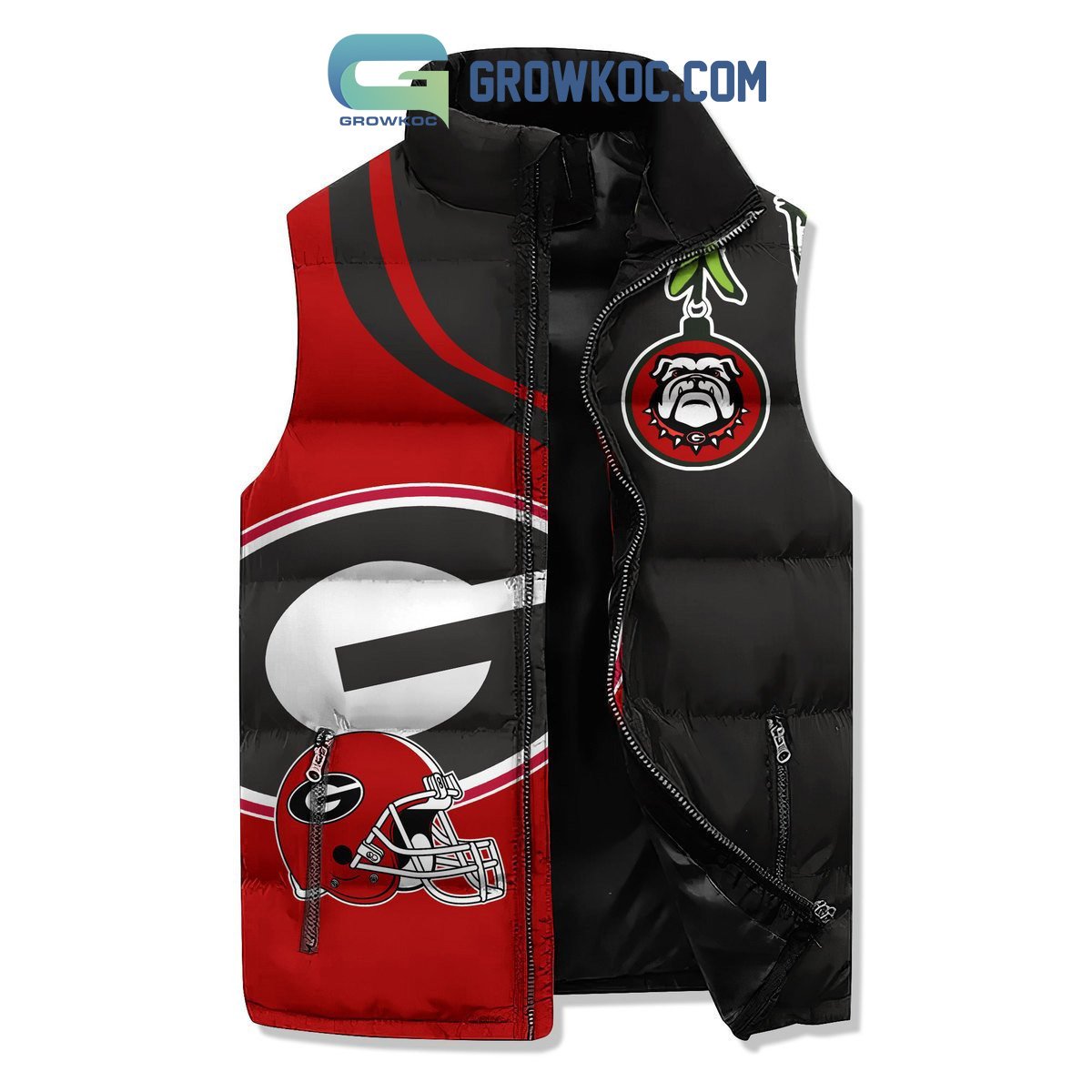 Georgia Bulldogs NFL Team Christmas No Grinch Can Dampen Our Georgia Holiday Pride Sleeveless Puffer Jacket2B1 aQbrM