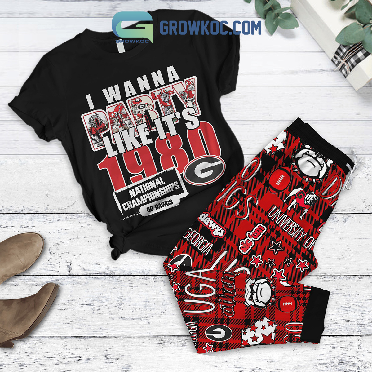 Georgia Bulldogs Party Like Its 1980 Fleece Pajamas Set2B1 xfXqj