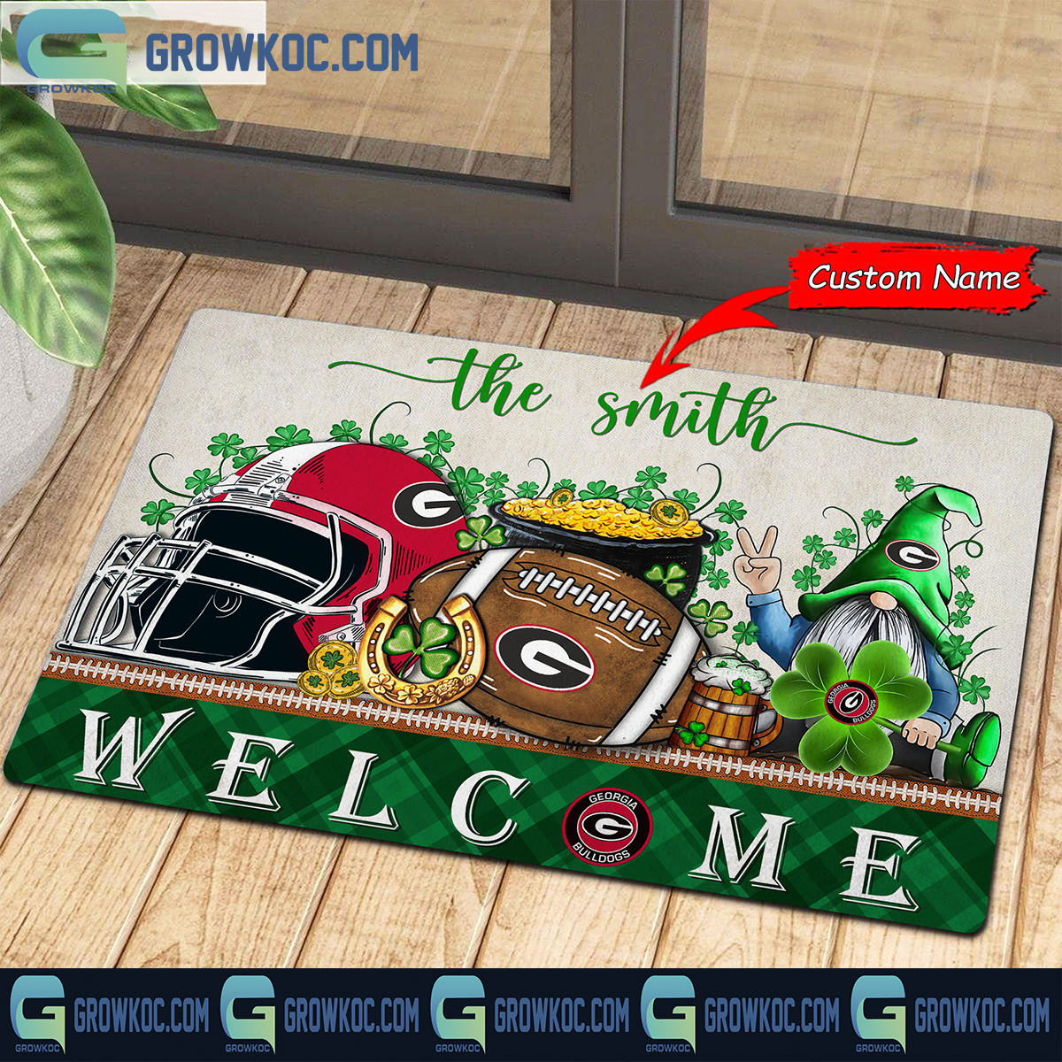 Georgia Bulldogs St Patrick Day Personalized Doormat2B1 A6XLT