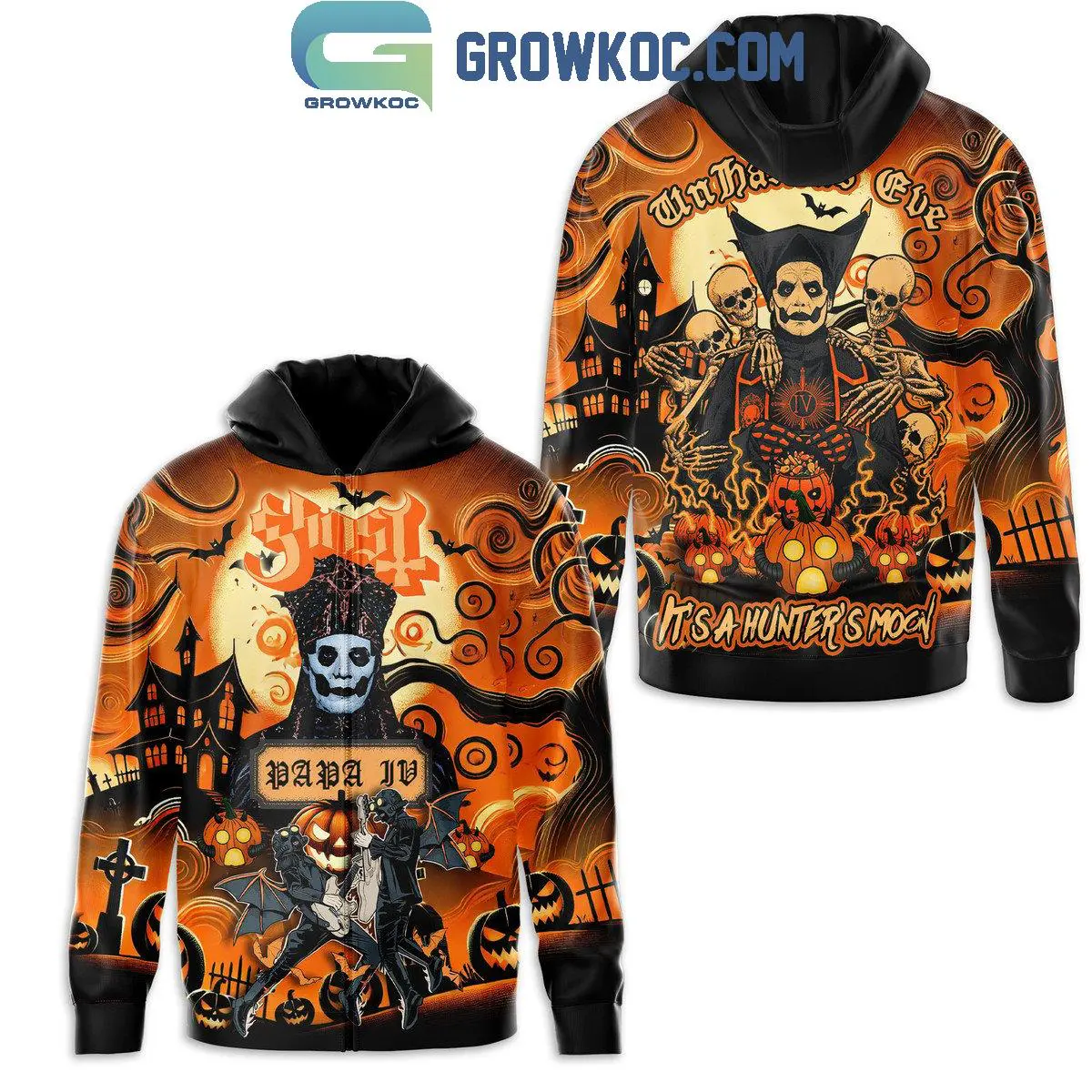 Ghost Halloween Unhallows Eve Its A Hunters Moon Hoodie Shirts 1 hsQ6v