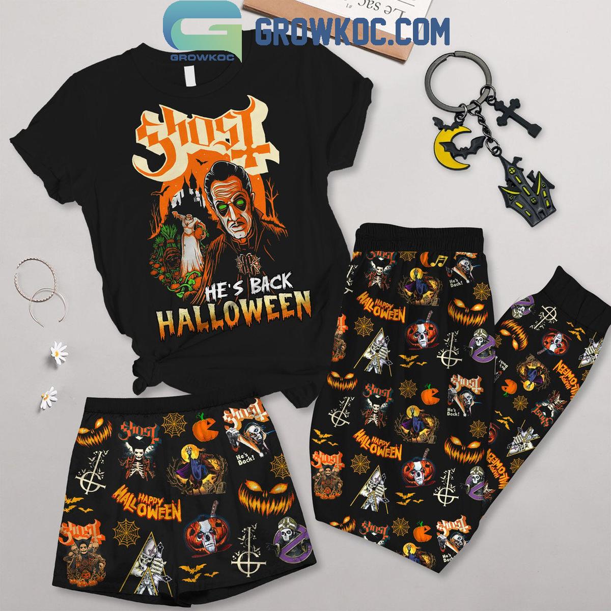 Ghost Hes Back Halloween Fleece Pajamas Set 1 z2mb9