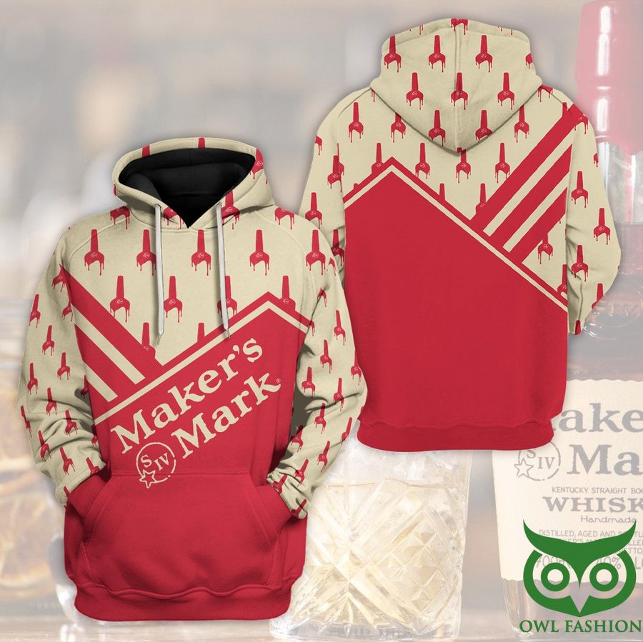 GjhTW2PG 55 Makers Mark Whiskey Red and Beige Color 3D Hoodie