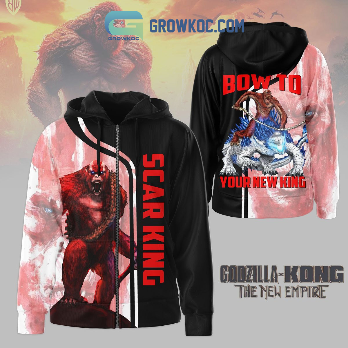 Godzilla Kong The New Empire Scar King Born To Your New King Hoodie Shirts2B1 Hn04n