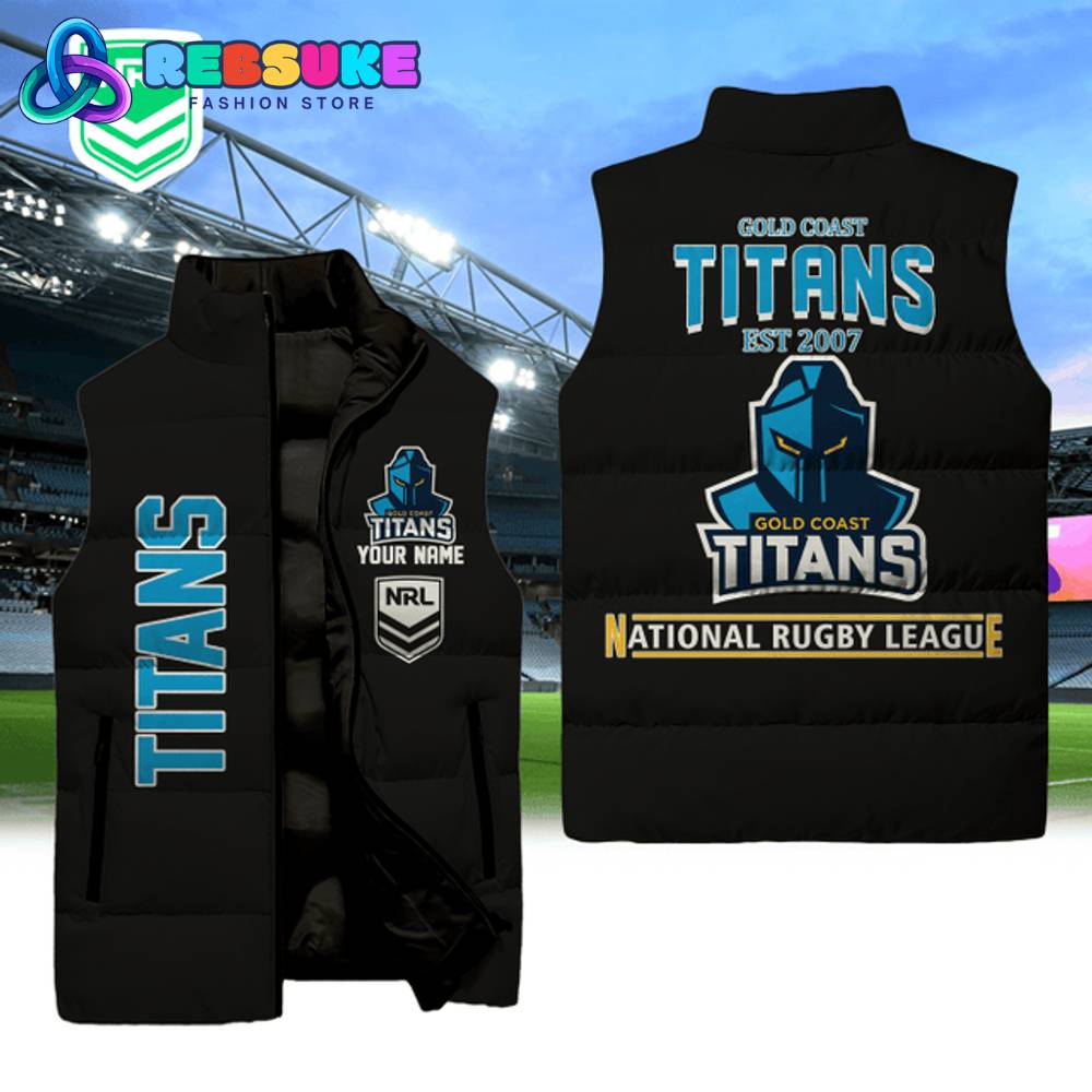 Gold Coast Titans NRL Sleeveless Puffer Down Vest 1