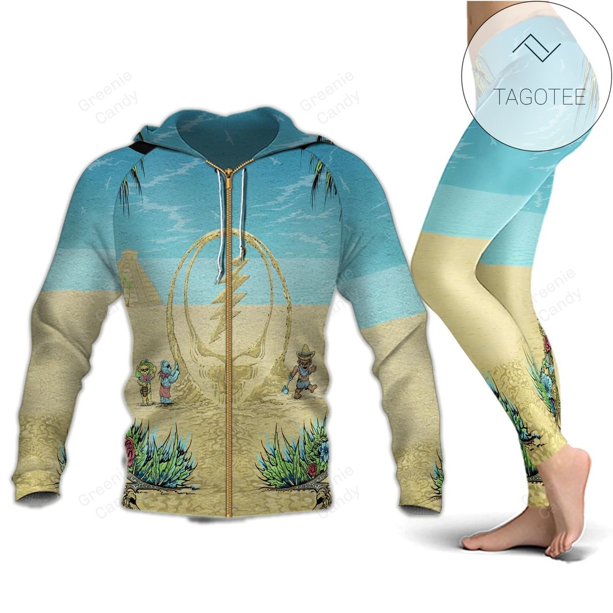 Grateful Dead Beach All Over Print 3D Hoodie And Leggings