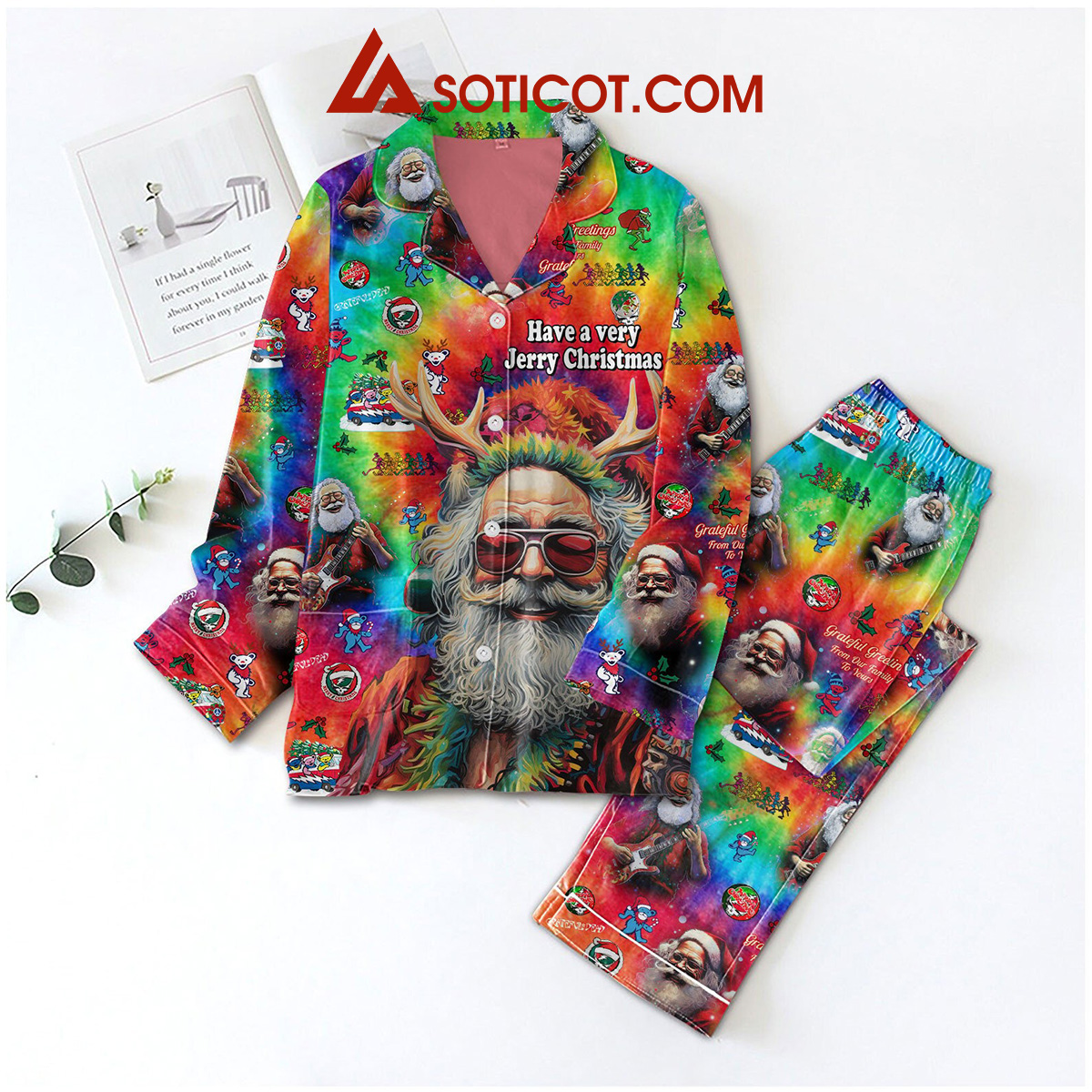 Grateful Dead Have A Very Jerry Christmas Pajamas Set2B1 SgxZd