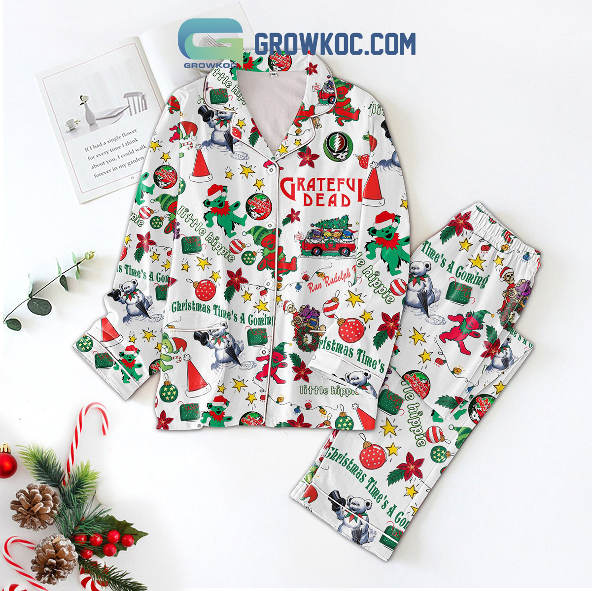 Grateful Dead Little Hippie Christmas Times A Coming Pajamas Set2B1 8vMs6