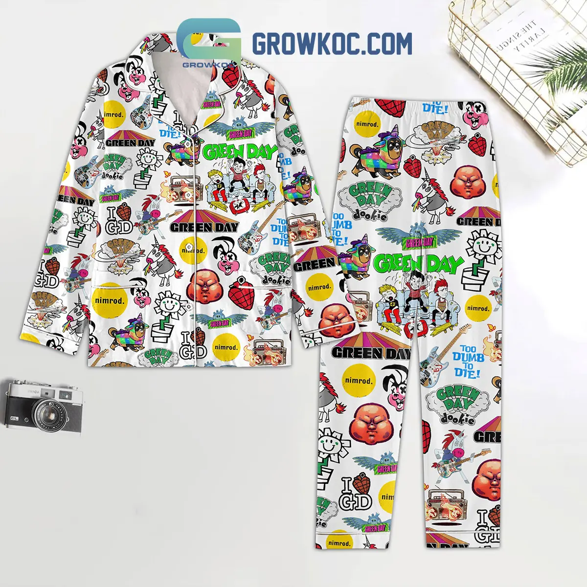 Green Day Too Dumb To Die Fan Polyester Pajamas Set2B1 r3ntq
