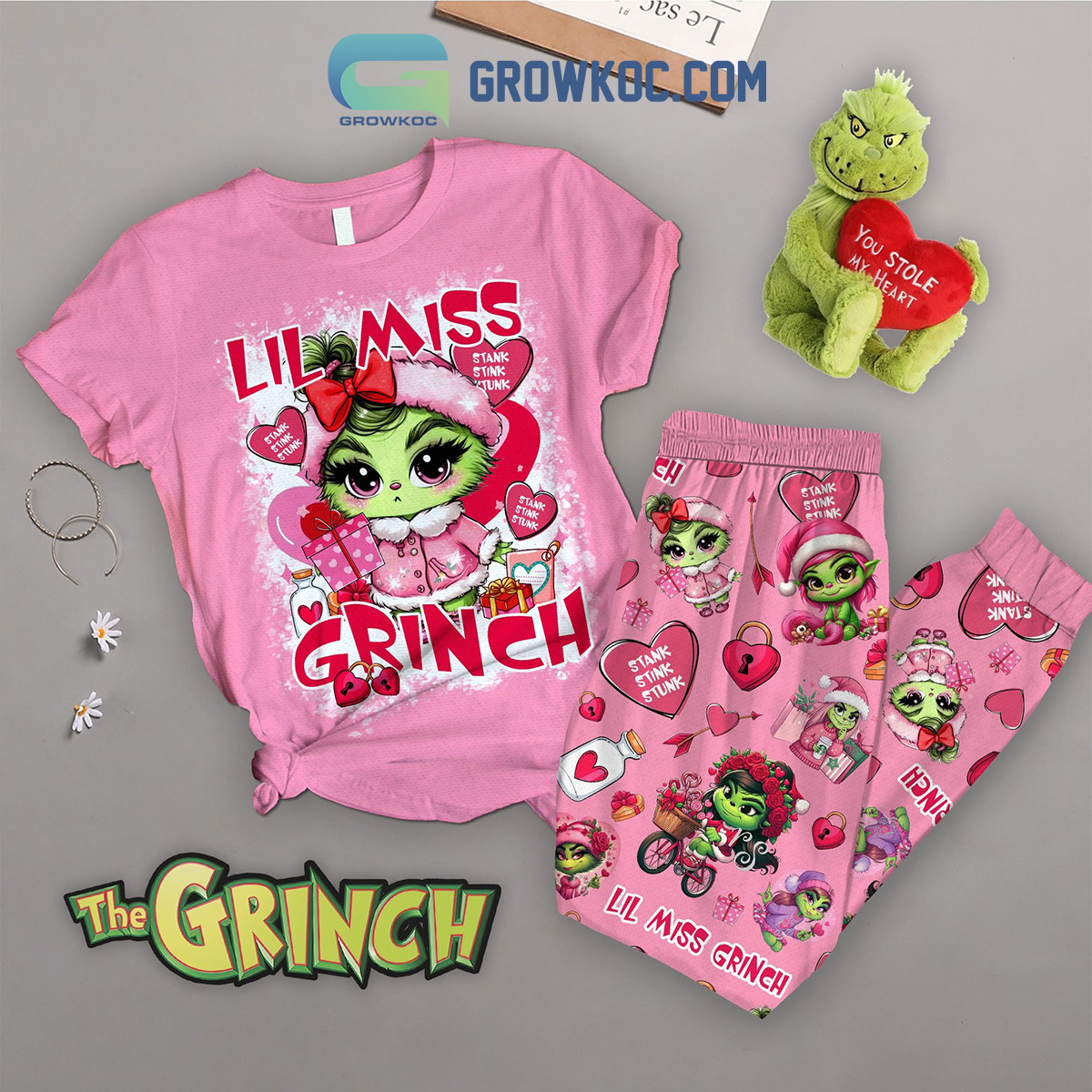 Grinch Lil Miss Valentine Fleece Pajamas Set2B1 Ppgrp