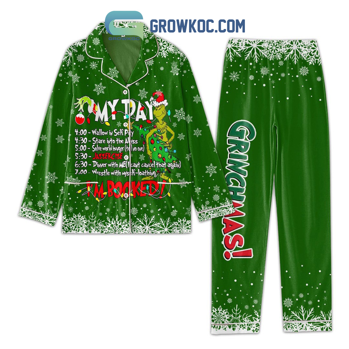 Grinch My Day Jazzercize Im Booked Grinchmas How The Grinch Stole Christmas Polyester Pajama Sets2B0 Qvd4N