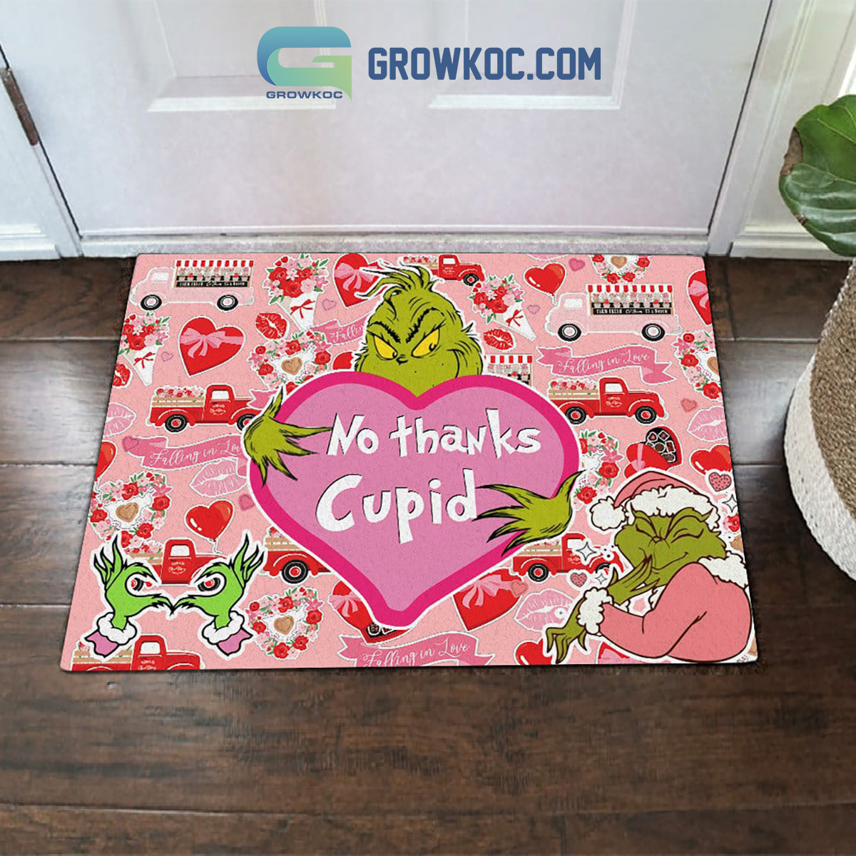 Grinch No Thanks Cupid Valentine Doormat2B1 pdYfX