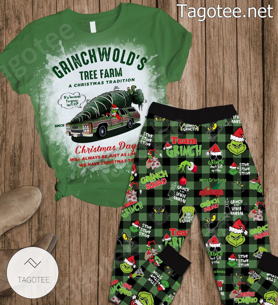 Grinch Wolds Tree Farm A Christmas Tradition Pajamas Set