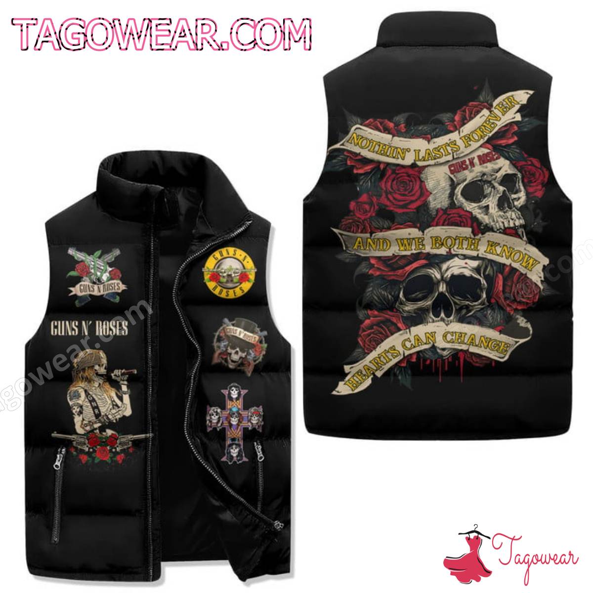 Guns N Rose Nothin Last Forever And We Both Know Hearts Can Change Puffer Vest