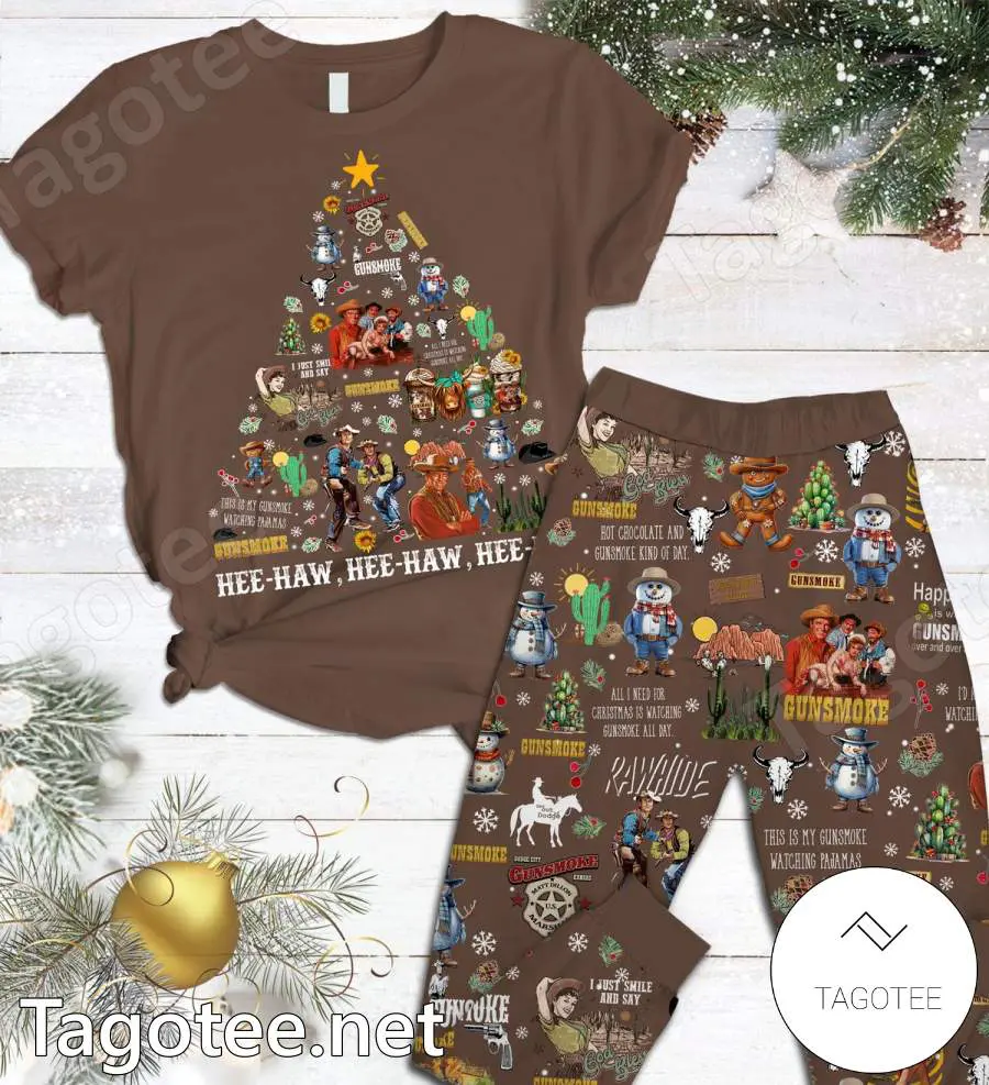 Gunsmoke Hee haw Hee haw Hee haw Christmas Tree Pajamas Set