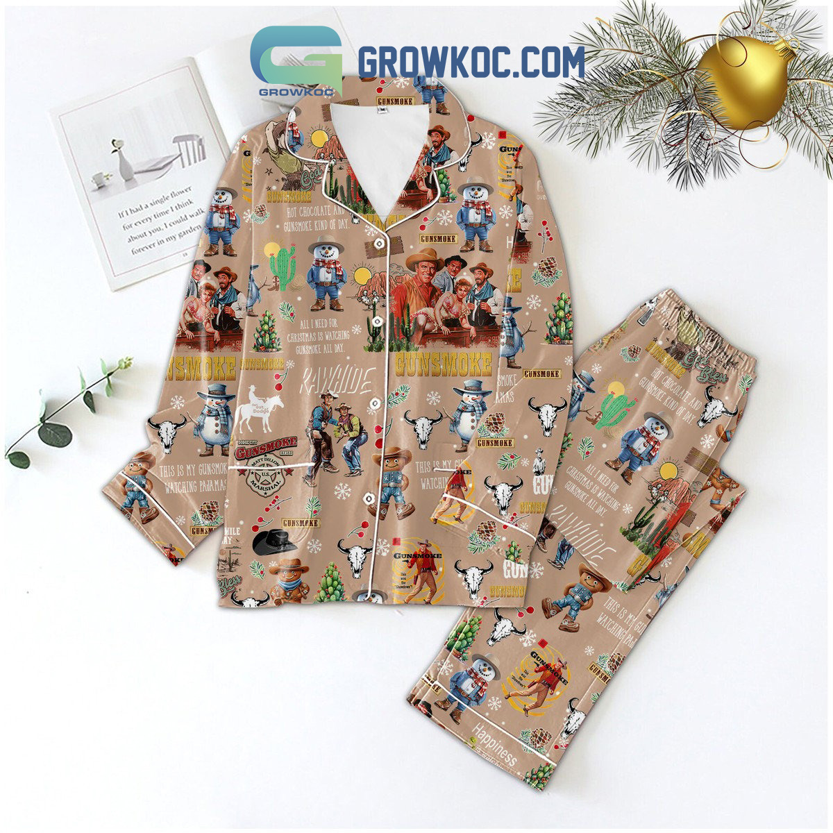 Gunsmoke Hot Chocolate And Gunsmoke Kind Of Day Pajamas Set2B1 3kdLy