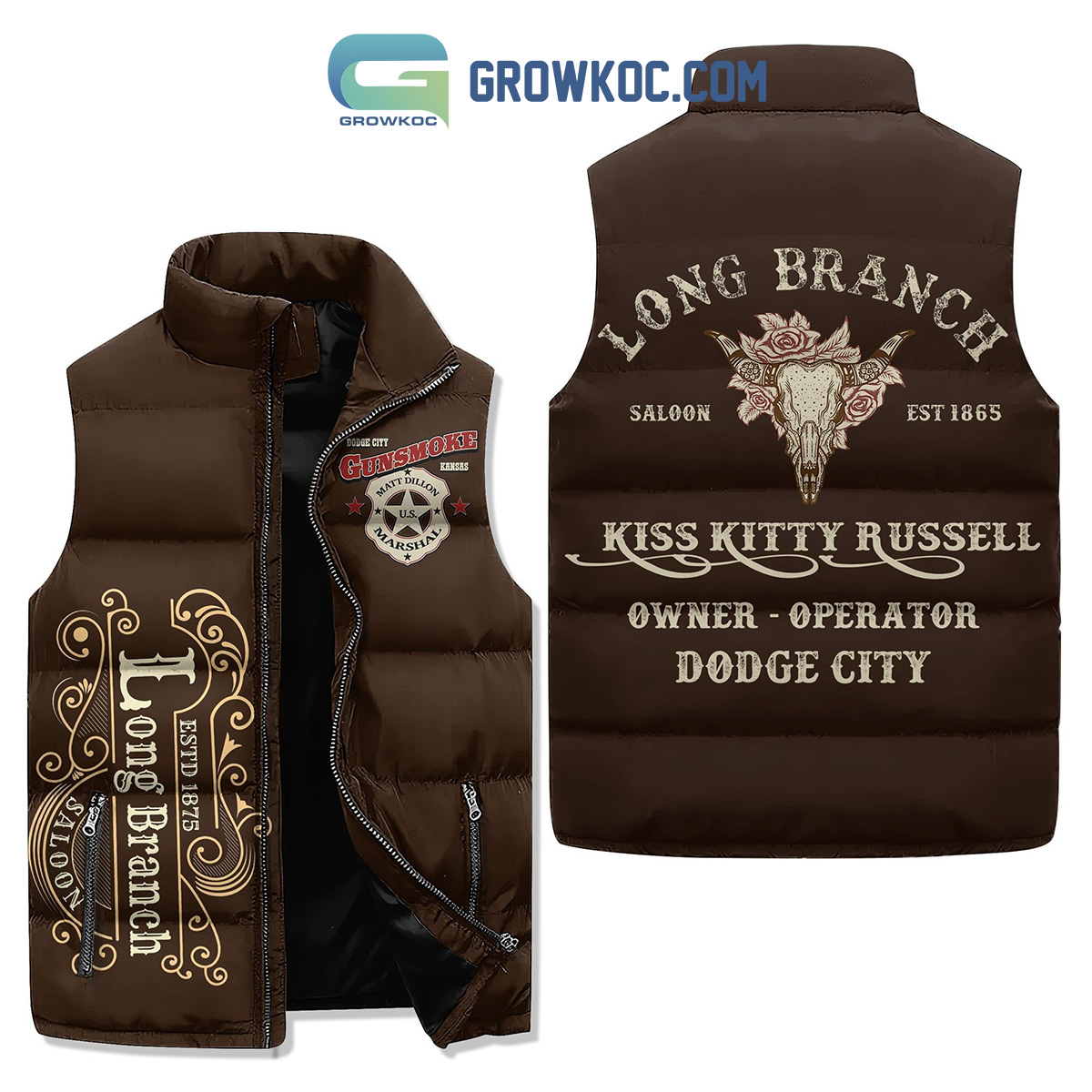 Gunsmoke Long Branch Saloon Sleeveless Puffer Jacket2B1 FUJ1c