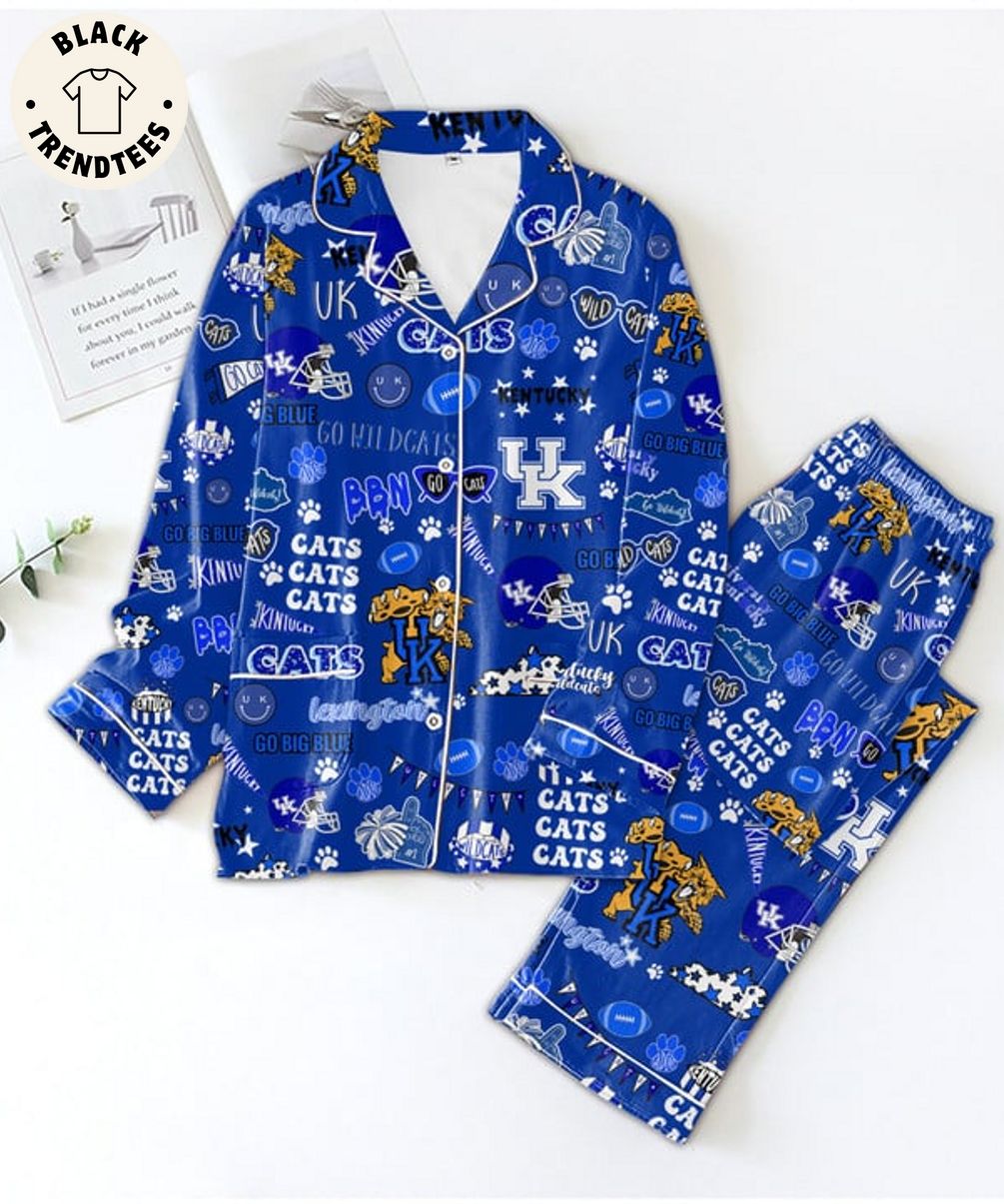 HOT Go Big Blue Lexington Kentucky Cats Design Blue Pijamas Set 2755e1 0