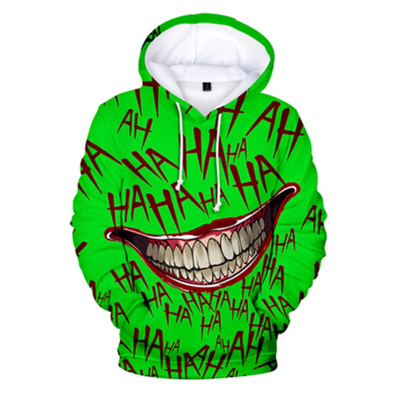 Haha joker 3D Print Sweatshirt Hoodies Men Women Hip Hop Funny Autumn Streetwear Thin Style Oversized 3