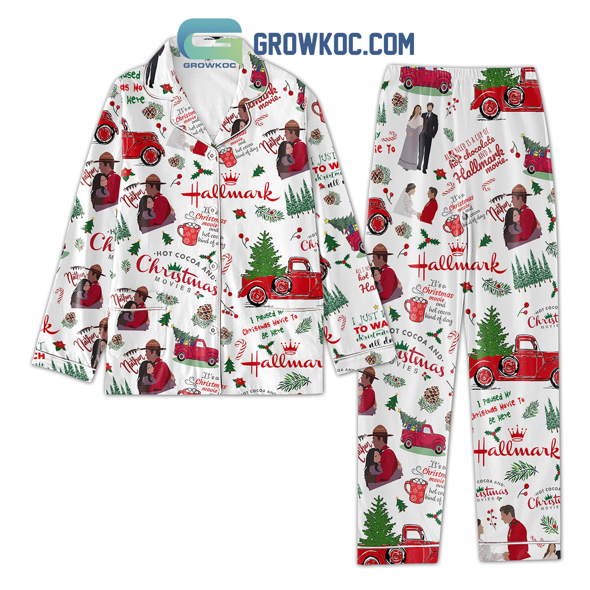 Hallmark Christmas Movie 26 Hot Cholocalte Pajamas Set2B1 xQz7i