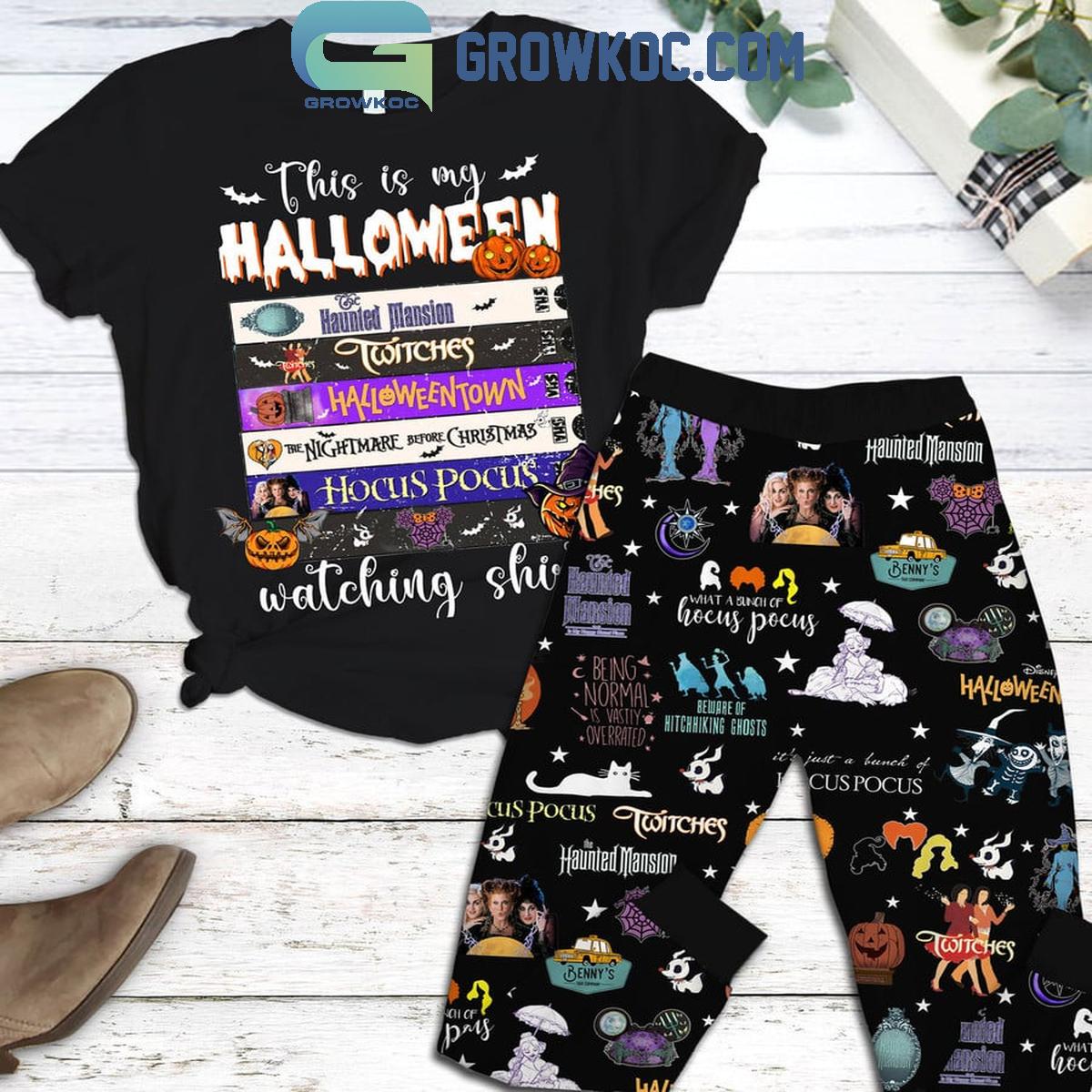 Halloweentown Hocus Pocus Haunted Mansion Watching Fleece Pajamas Set 1 xqRjy