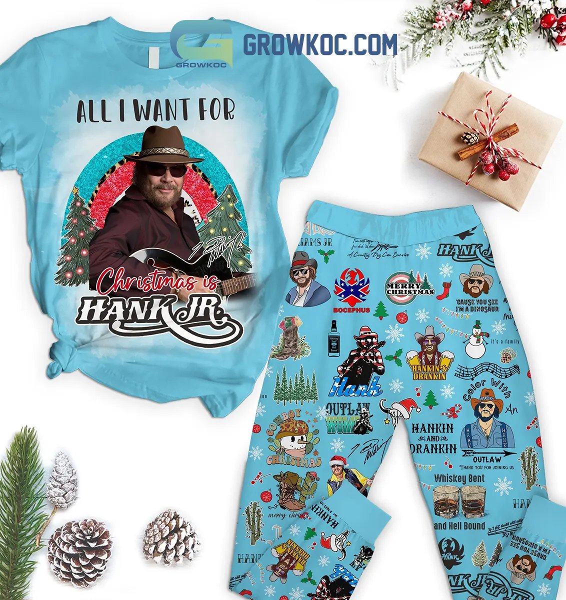 Hank William Jr Its A Family Tradition Fleece Pajamas Set2B1 nFRDr