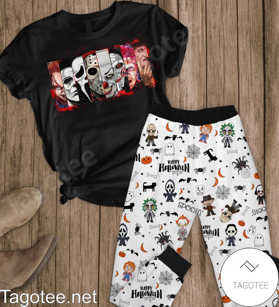 Happy Halloween Horror Movies Characters Pajamas Set