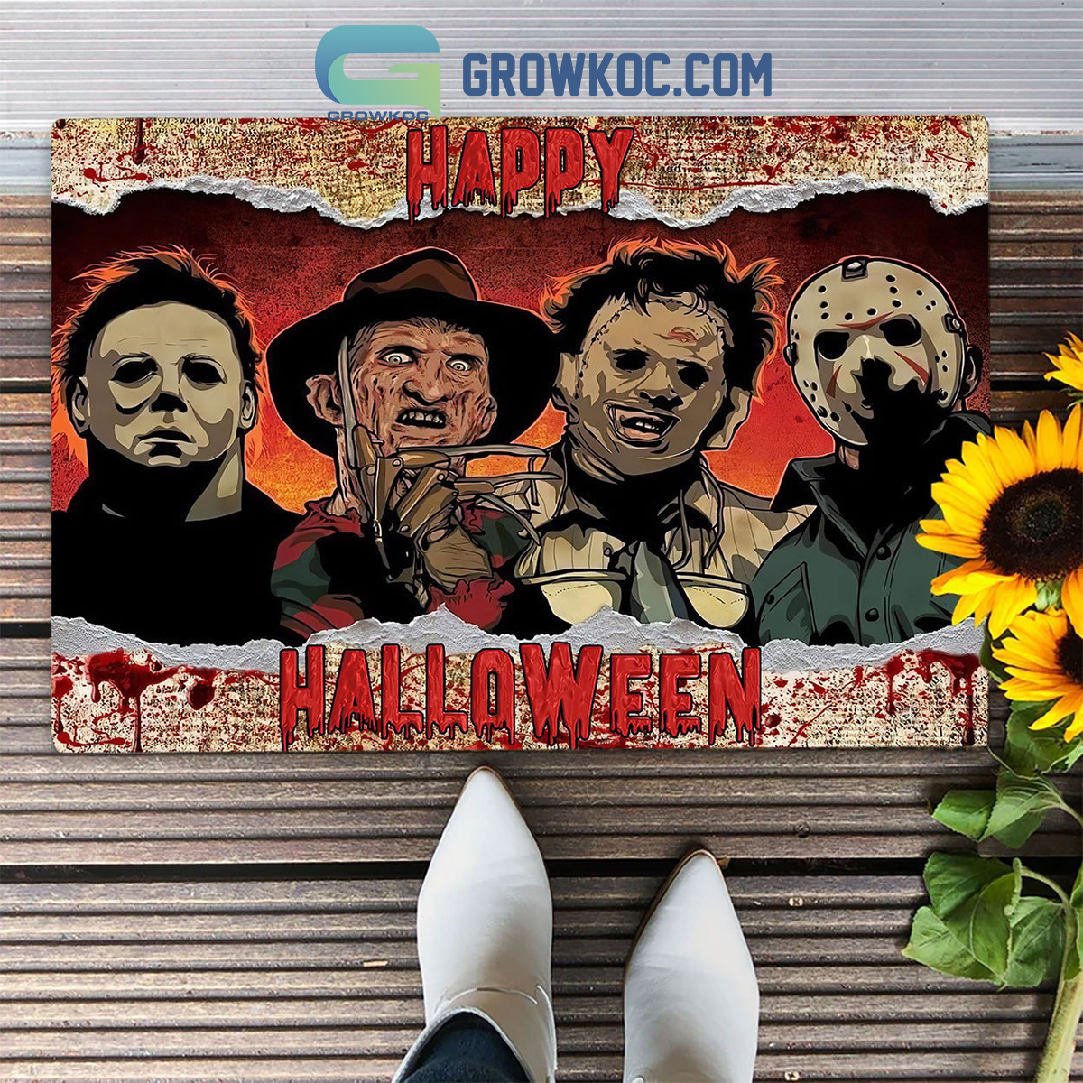 Happy Halloween Horror Movies Doormat2B1 xi8zy