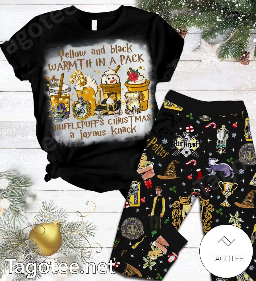 Harry Potter Yellow And Black Warmth In A Pack Hufflepuffs Christmas A Joyous Knack Pajamas Set